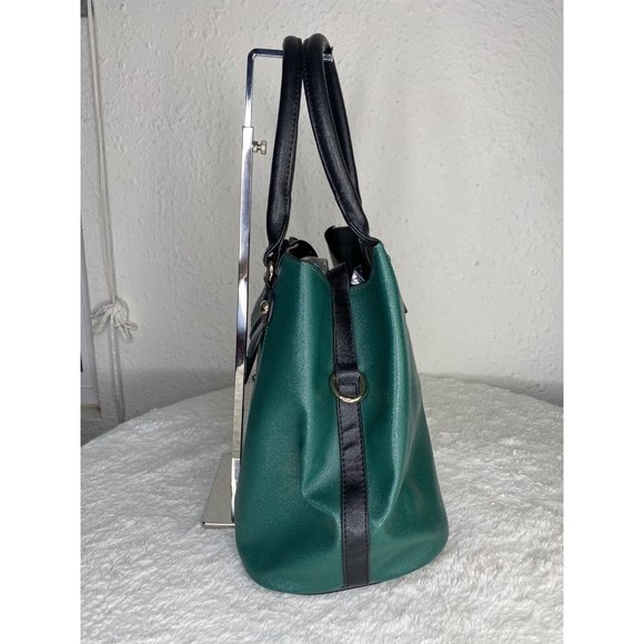 Womens Hat Style Purse Green Black Handbag Satchel - Picture 4 of 11